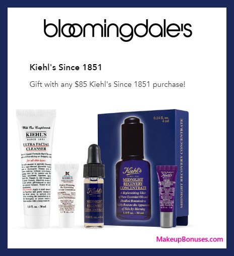 Receive a free 6-pc gift with $85 Kiehl's purchase