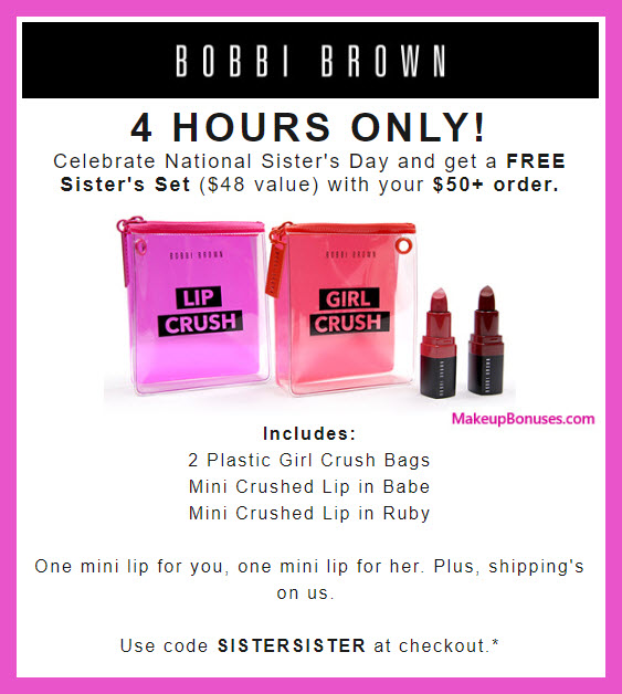 Receive a free 4-pc gift with $50 Bobbi Brown purchase