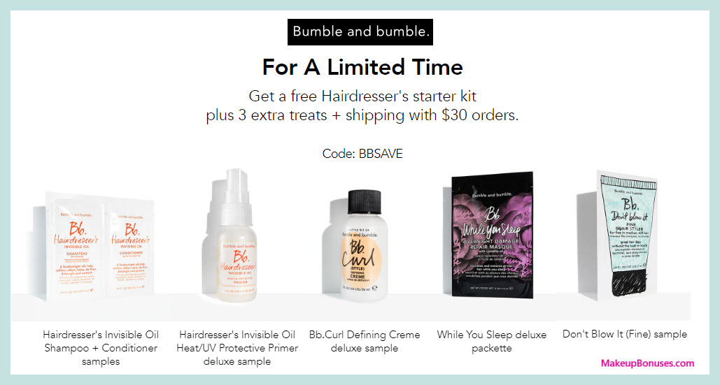 Receive a free 5-pc gift with $30 Bumble and bumble purchase