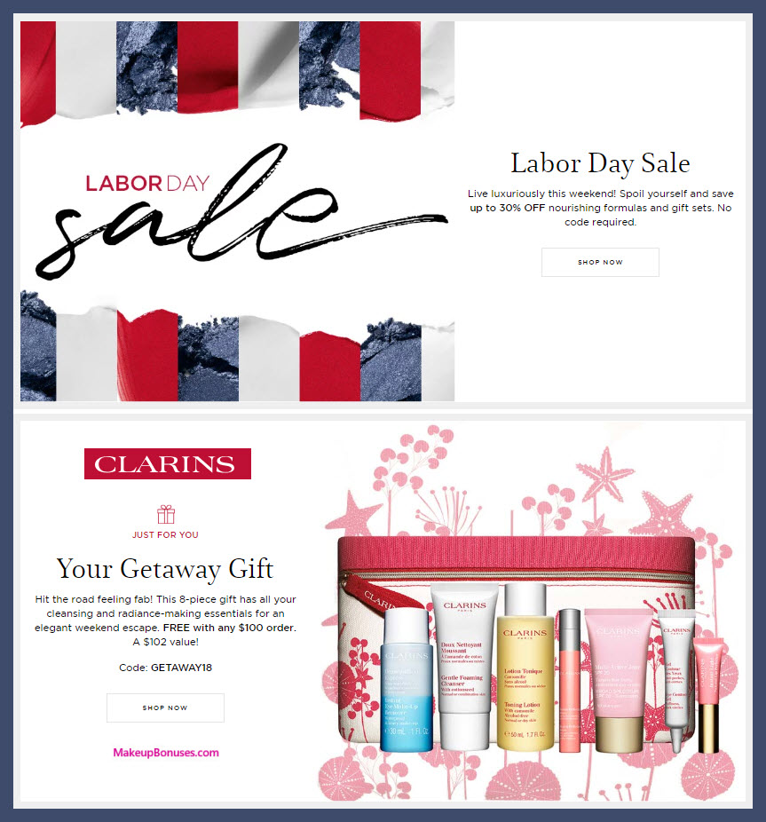Receive a free 8-pc gift with $100 Clarins purchase