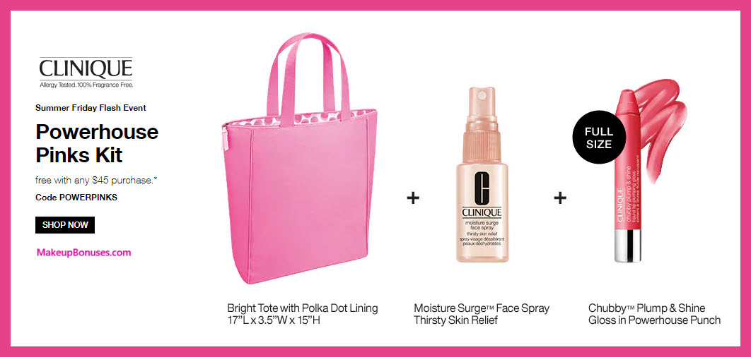 Receive a free 3- pc gift with $45 Clinique purchase