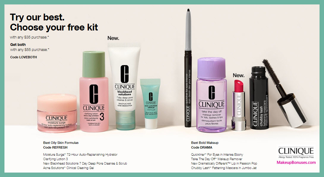 Receive your choice of 4-pc gift with $35 Clinique purchase