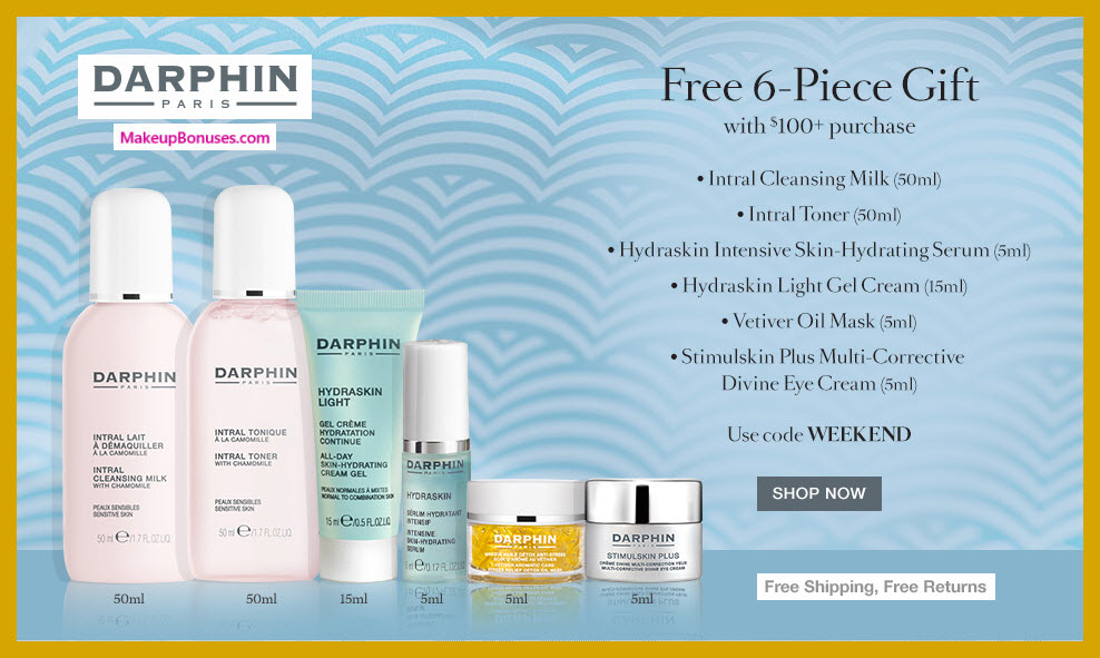 Receive a free 6-pc gift with $100 Darphin purchase
