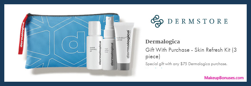 Receive a free 3-pc gift with $75 dermalogica purchase