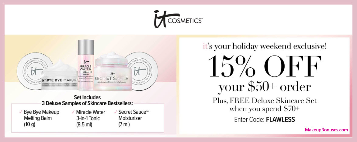 Receive a free 3-pc gift with $70 It Cosmetics purchase