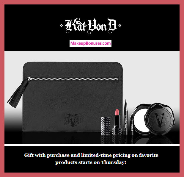 Receive a free 4-pc gift with $75 Kat Von D Beauty purchase