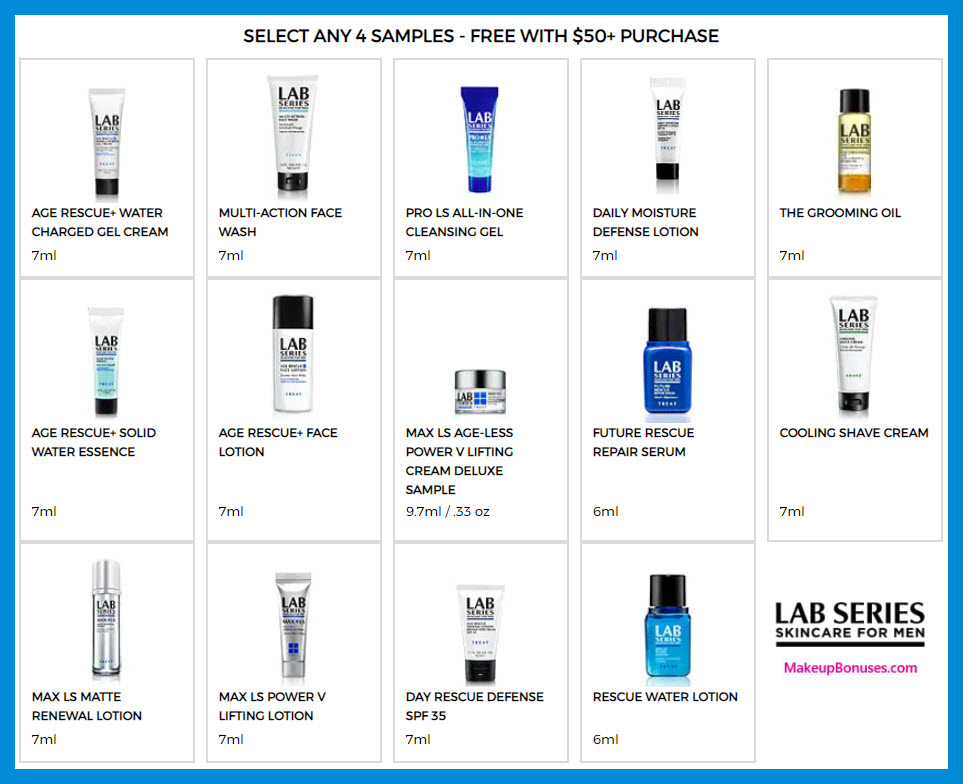 Receive your choice of 4-pc gift with $50 LAB SERIES purchase