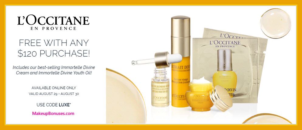 Receive a free 5-pc gift with $120 L'Occitane purchase