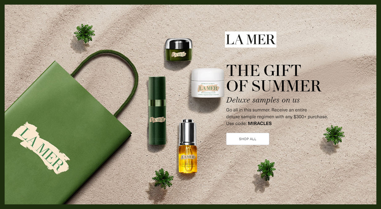 Receive a free 4-pc gift with $300 La Mer purchase