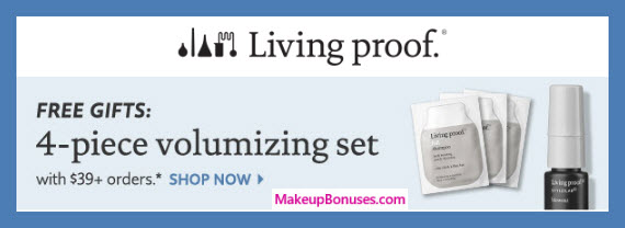 Receive a free 4-pc gift with $39 Living Proof purchase