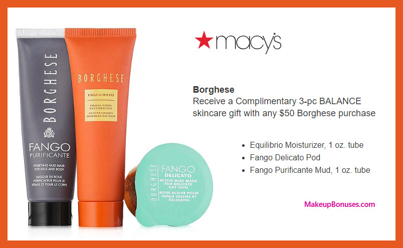 Receive a free 3-pc gift with $50 Borghese purchase