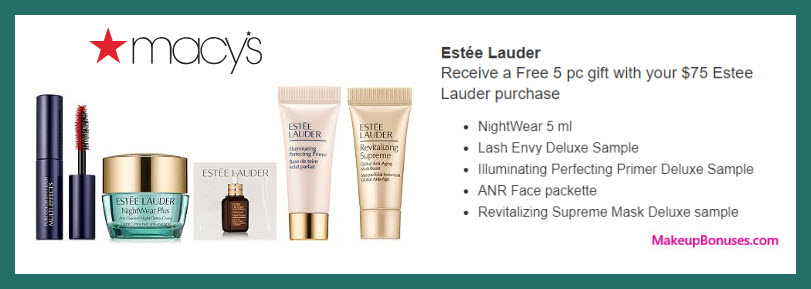 Receive a free 5-pc gift with $75 Estée Lauder purchase