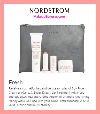 Receive a free 4-pc gift with $100 Fresh purchase
