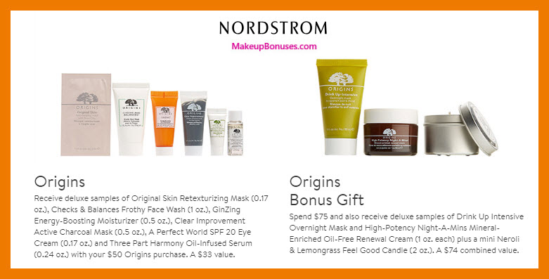 Receive a free 6-pc gift with $50 Origins purchase