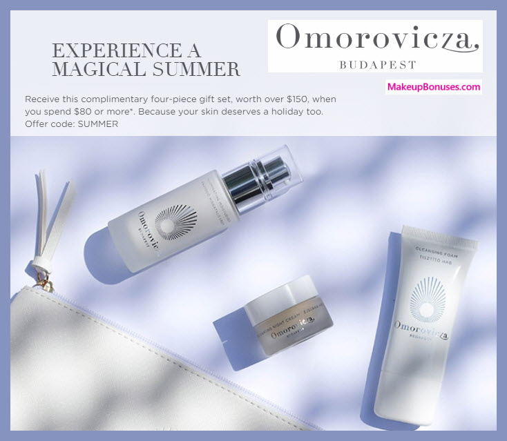Receive a free 4-pc gift with $80 Omorovicza purchase