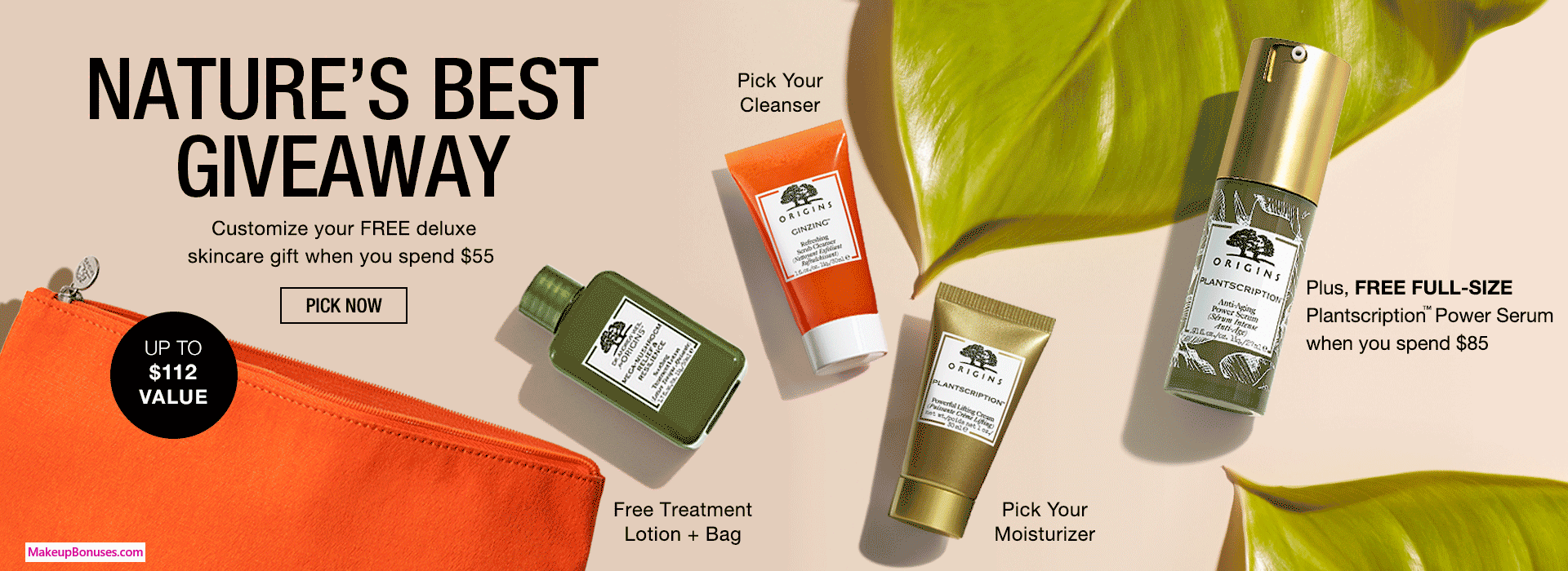 Receive a free 5-pc gift with $85 Origins purchase