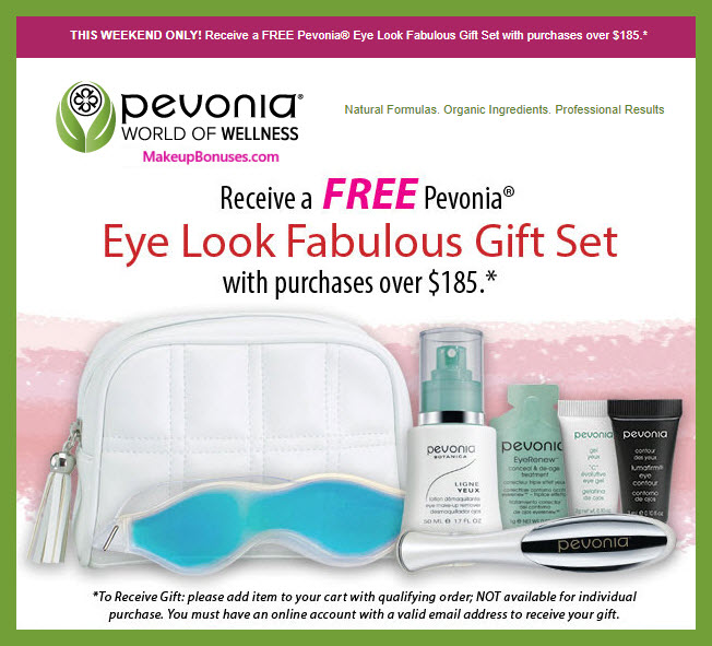 Receive a free 7-pc gift with $185 Pevonia purchase