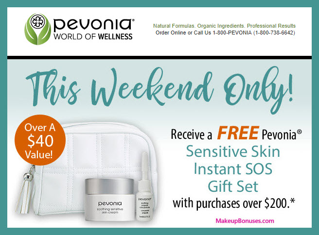 Receive a free 3-pc gift with $200 Pevonia purchase