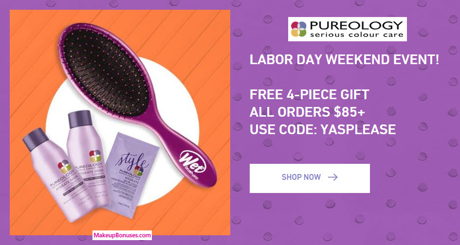 Receive a free 4-pc gift with $85 Pureology purchase