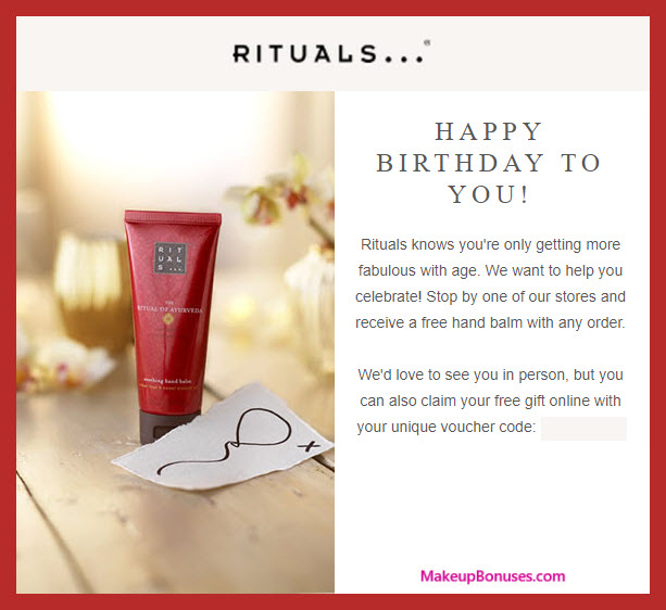 Rituals Birthday Gift - MakeupBonuses.com #Rituals
