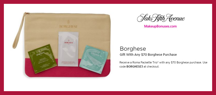 Receive a free 4-pc gift with $70 Borghese purchase