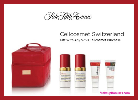 Receive a free 5-pc gift with $750 Cellcosmet Switzerland purchase