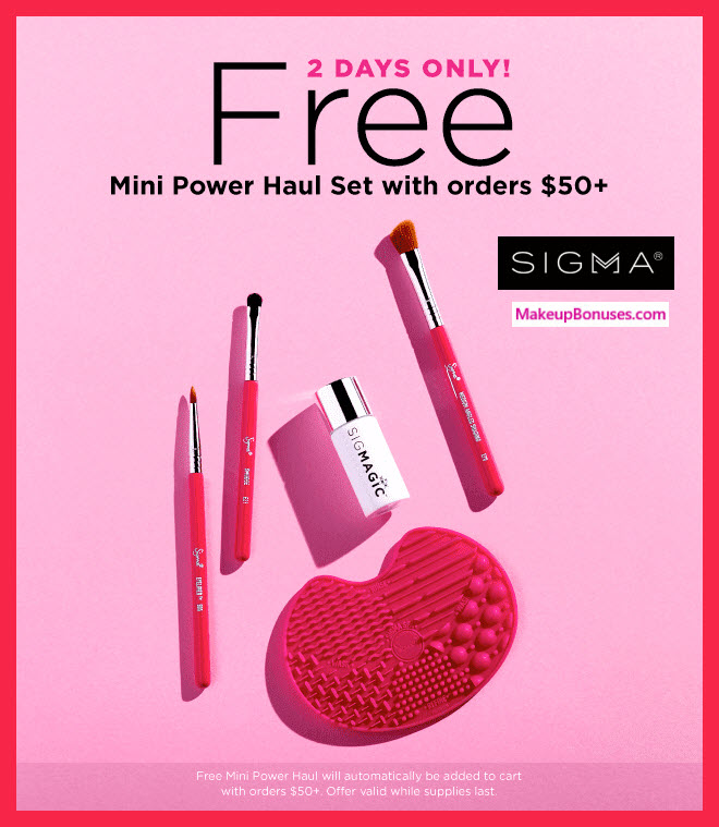 Receive a free 5-pc gift with $50 Sigma Beauty purchase