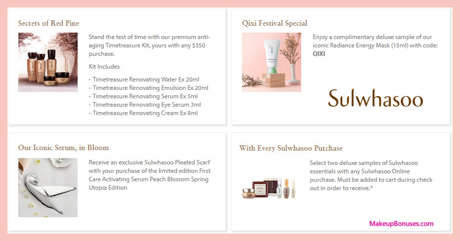 Receive a free 5-pc gift with $350 Sulwhasoo purchase