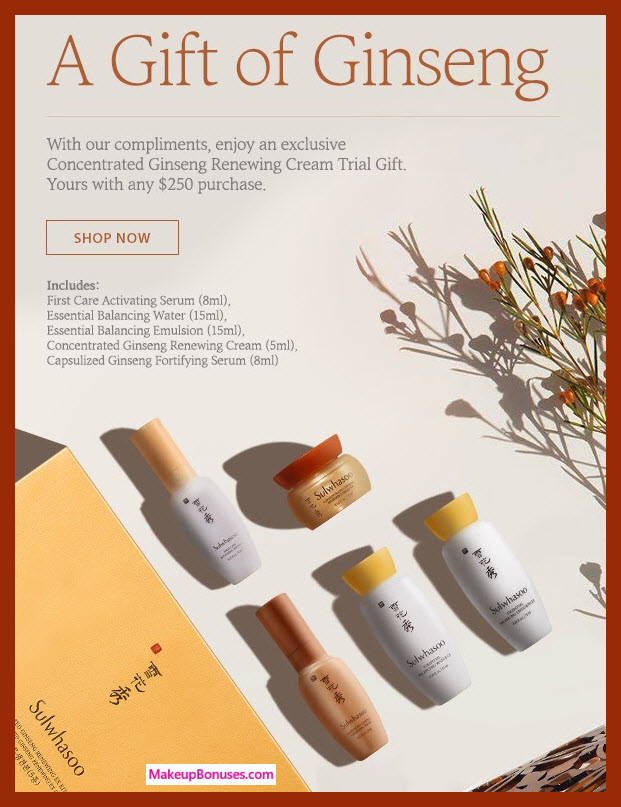 Receive a free 5-pc gift with $250 Sulwhasoo purchase