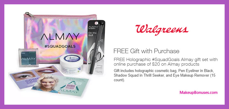 Receive a free 4-pc gift with $20 Almay purchase