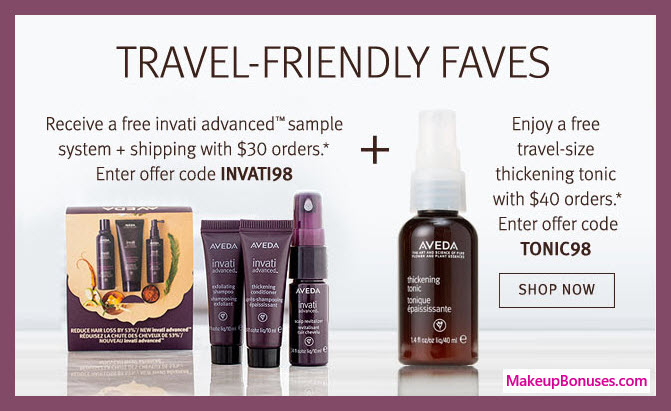 Receive a free 3-pc gift with $30 Aveda purchase