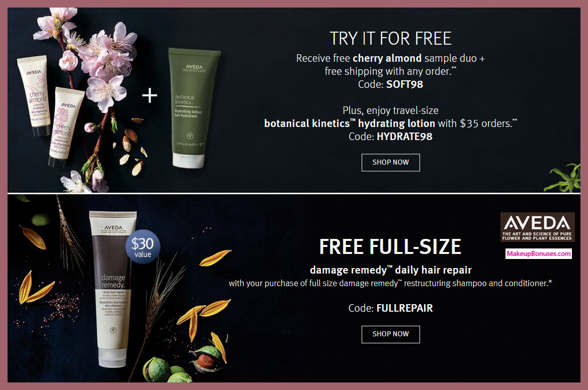 Receive a free 3-pc gift with $35 Aveda purchase #aveda