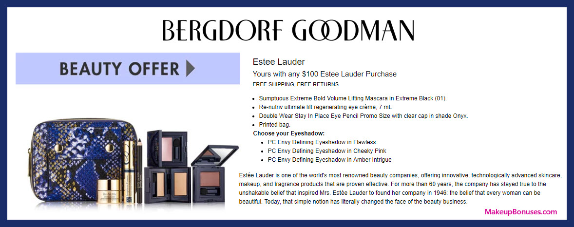 Receive a free 5-pc gift with $100 Estée Lauder purchase #bergdorfs