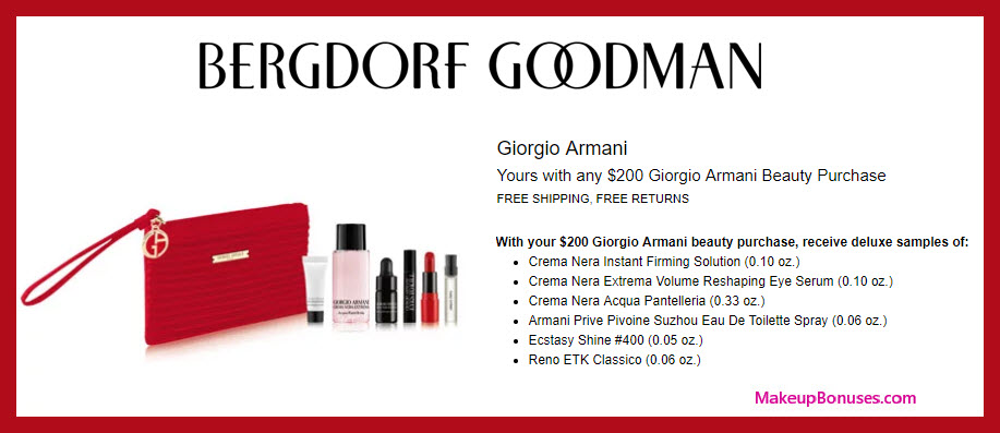 Receive a free 6-pc gift with $200 Giorgio Armani purchase #bergdorfs