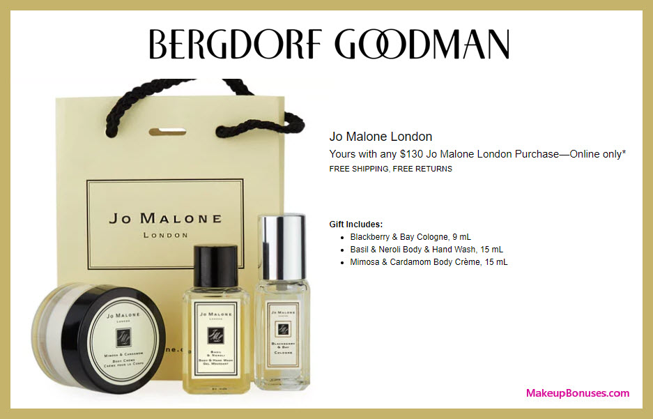 Receive a free 3-pc gift with $130 Jo Malone purchase #bergdorfs