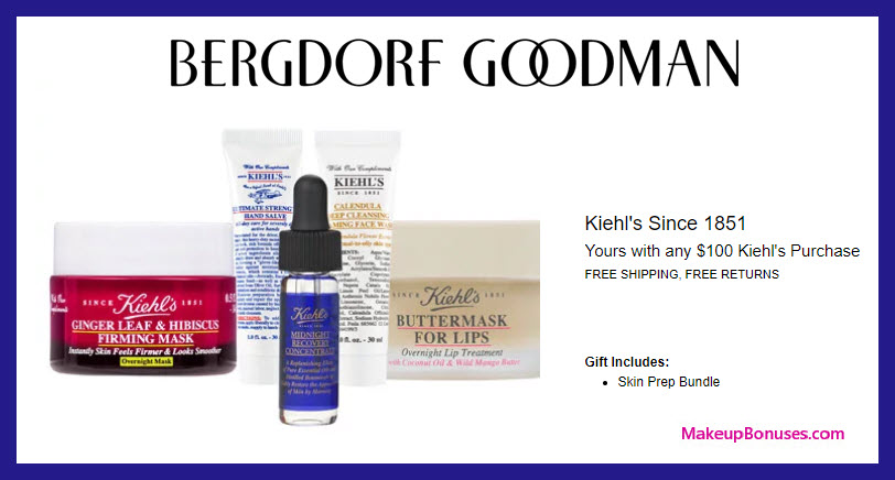 Receive a free 5-pc gift with $100 Kiehl's purchase #bergdorfs
