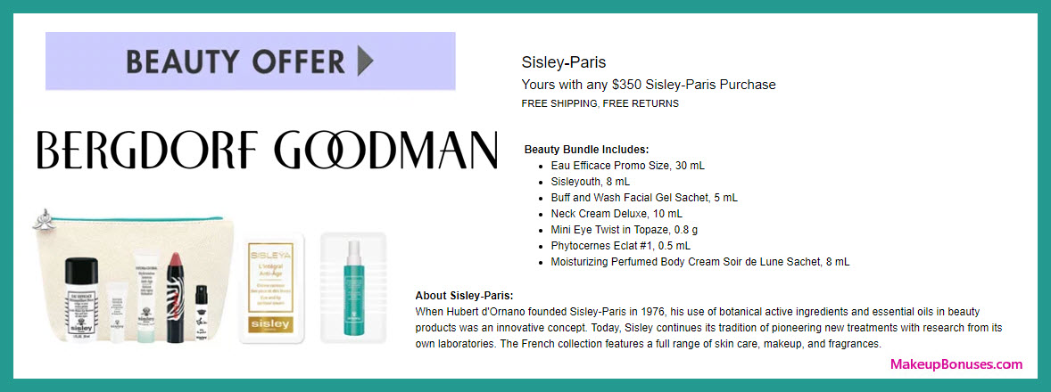 Receive a free 8-pc gift with $350 Sisley Paris purchase #bergdorfs