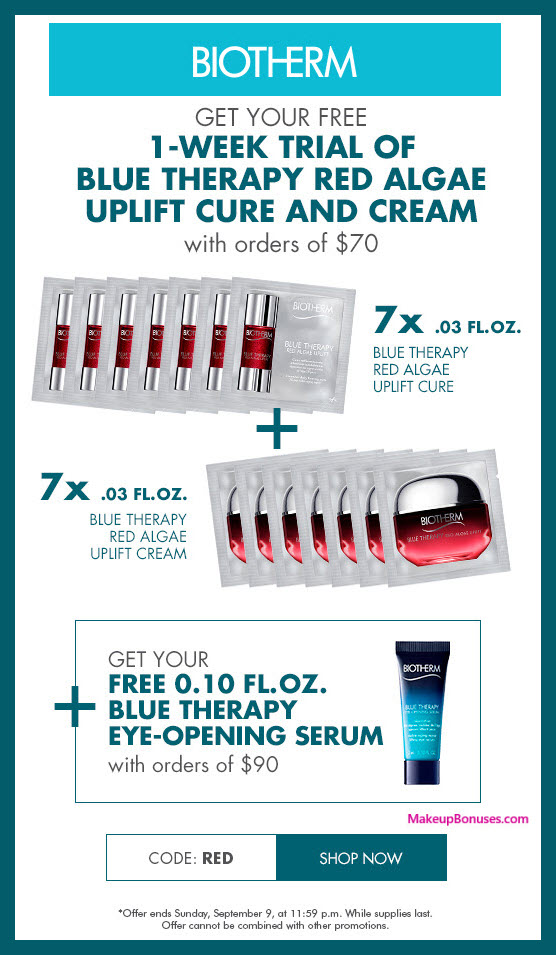 Receive a free 14-pc gift with $70 Biotherm purchase