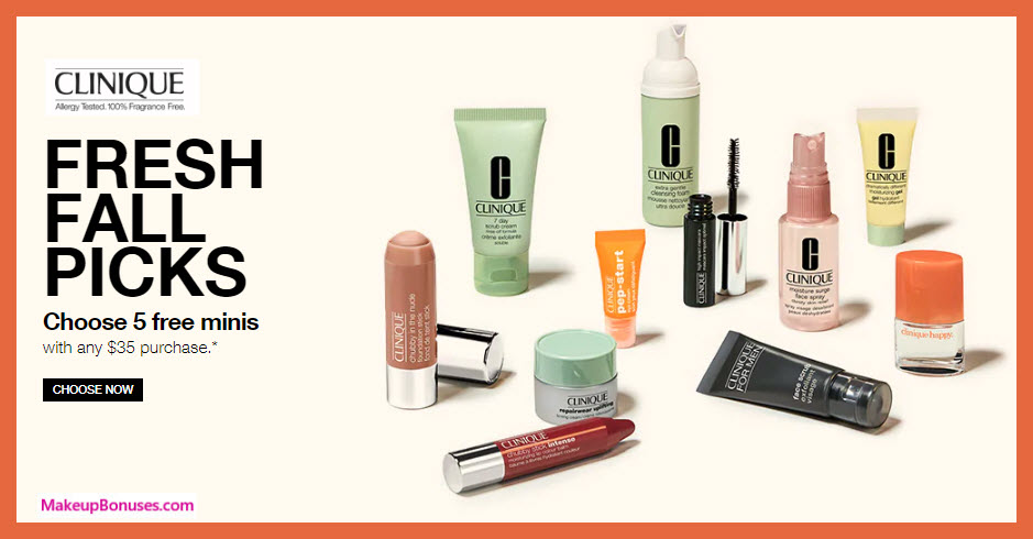 Receive your choice of 5-pc gift with $35 Clinique purchase #clinique