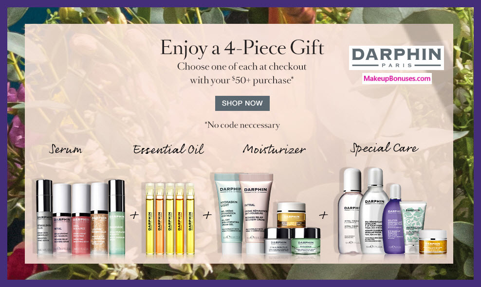 Receive your choice of 4-pc gift with $50 Darphin purchase #darphin