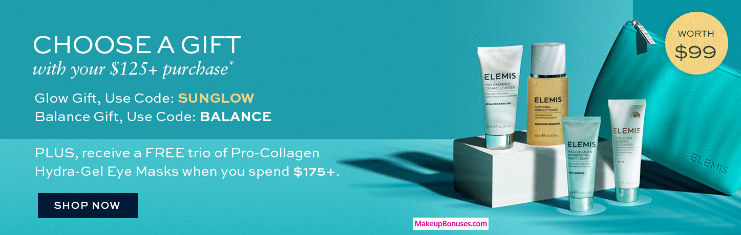 Receive your choice of 5-pc gift with $125 Elemis purchase #elemis
