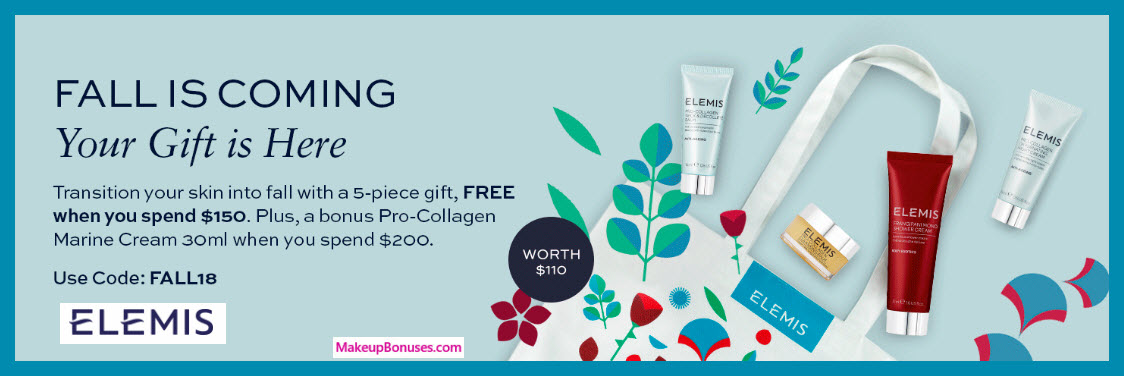 Receive a free 5-pc gift with $150 Elemis purchase #elemis