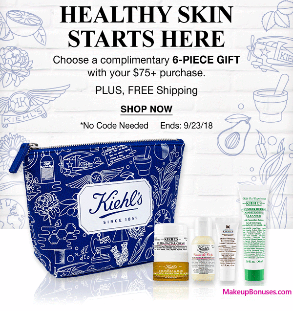 Receive your choice of 6-pc gift with $75 Kiehl's purchase
