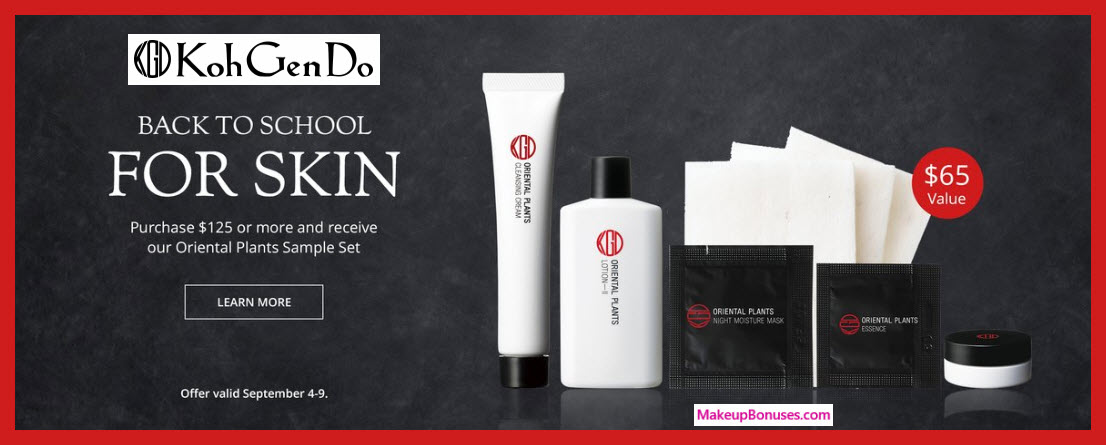 Receive a free 5-pc gift with $125 Koh Gen Do purchase