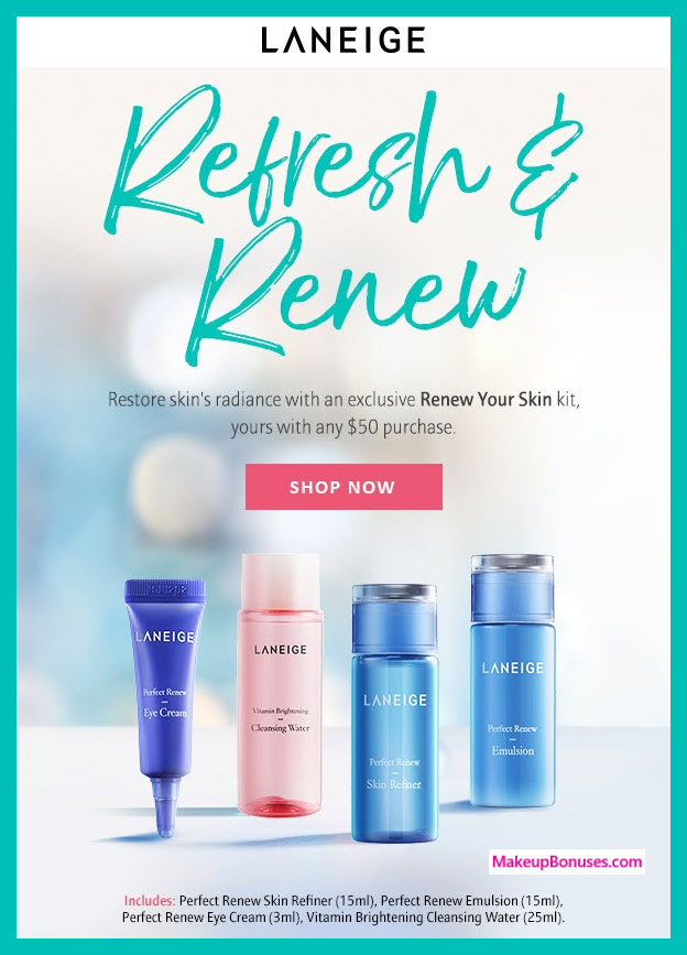Receive a free 4-pc gift with $50 LANEIGE purchase #laneigeus