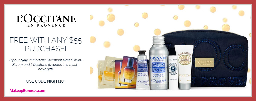 Receive a free 9-pc gift with $55 L'Occitane purchase