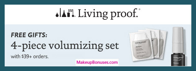 Receive a free 4-pc gift with $39 Living Proof purchase