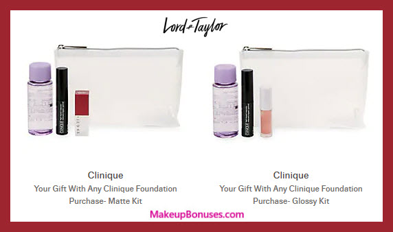 Receive your choice of 4-pc gift with Clinique Foundation purchase #LordAndTaylor