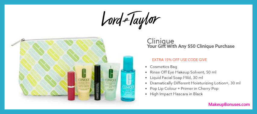 Receive a free 6-pc gift with $50 Clinique purchase #LordAndTaylor