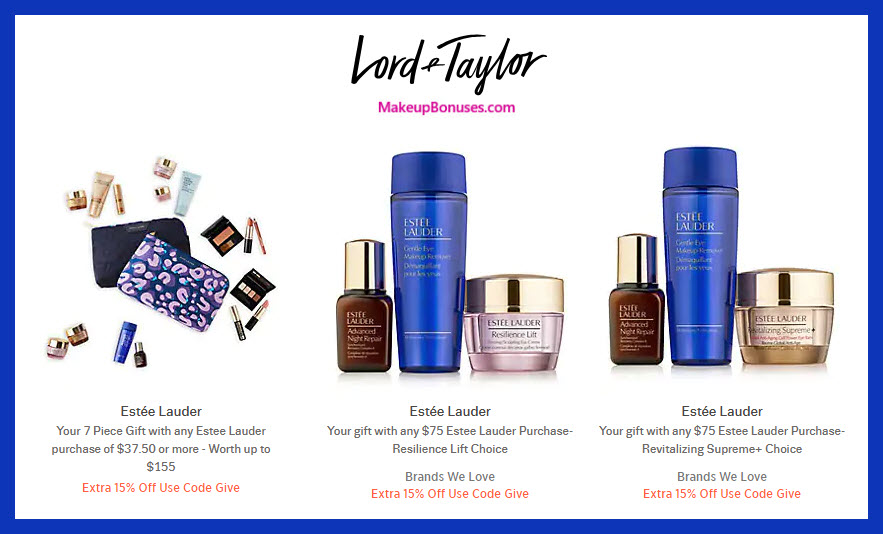 Receive a free 7-pc gift with $37.5 Estée Lauder purchase #LordAndTaylor